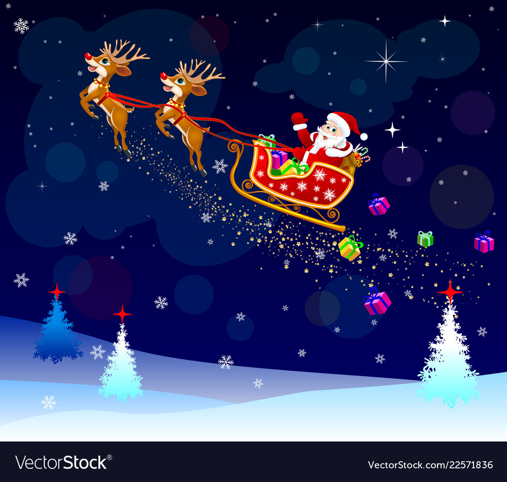 santa with gifts on his sleigh royalty free vector image