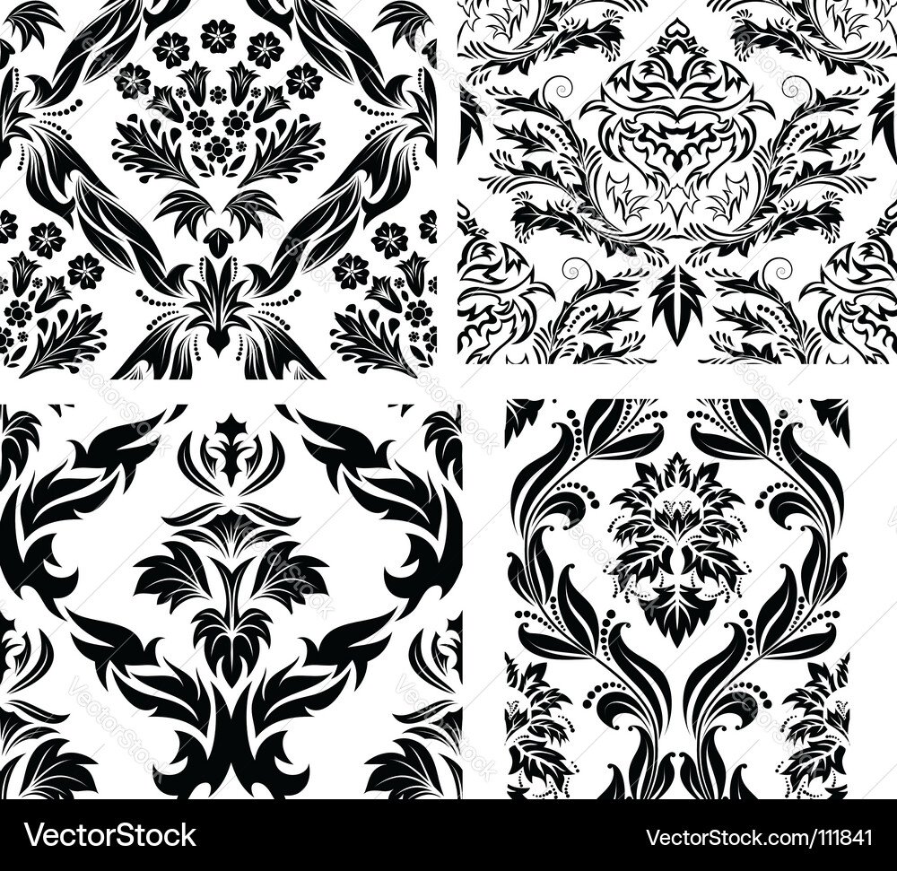 Damask patterns set Royalty Free Vector Image - VectorStock
