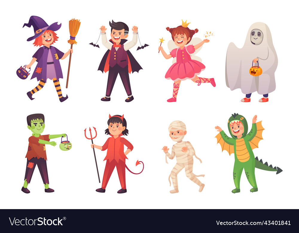 Halloween child costumed carnival kid halloweek Vector Image