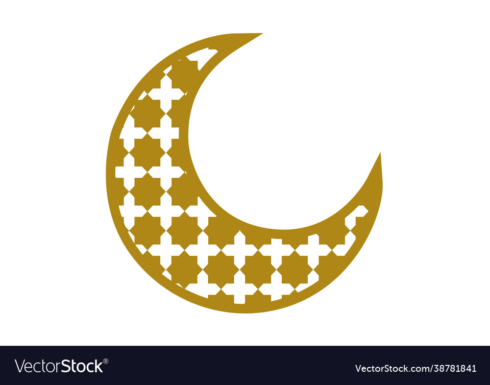 Moon with gold arabic pattern 4 Royalty Free Vector Image