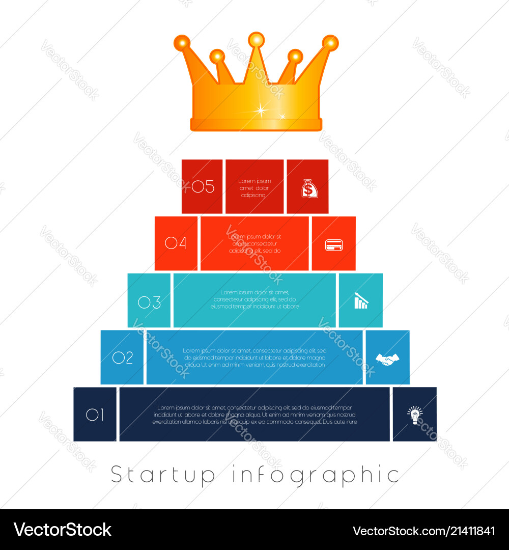 Pyramid 5 steps to success infographic Royalty Free Vector