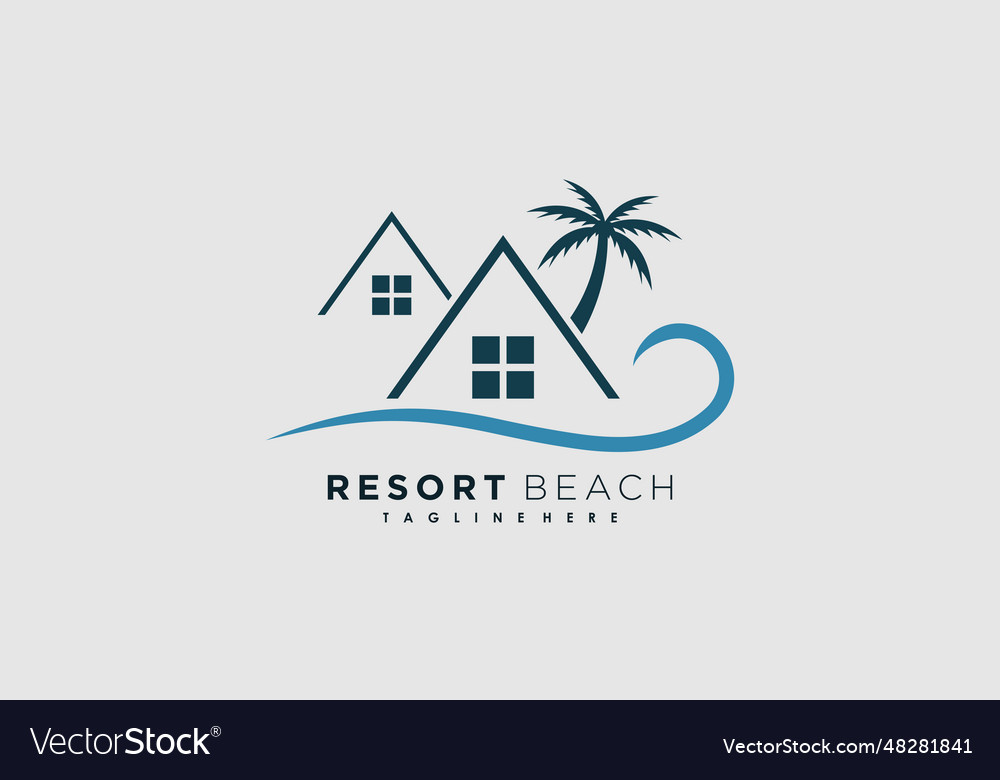 Resort beach logo design with icon palm creative Vector Image