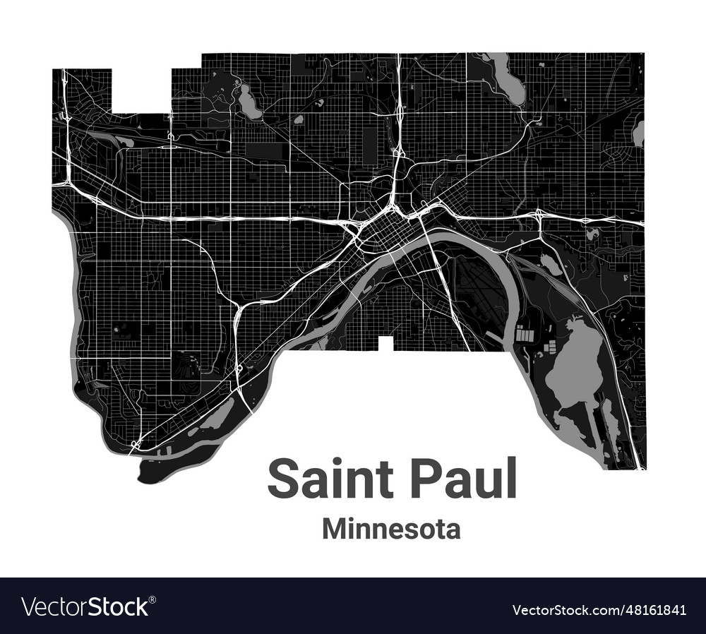 Saint Paul map, capital city of the USA state of Minnesota