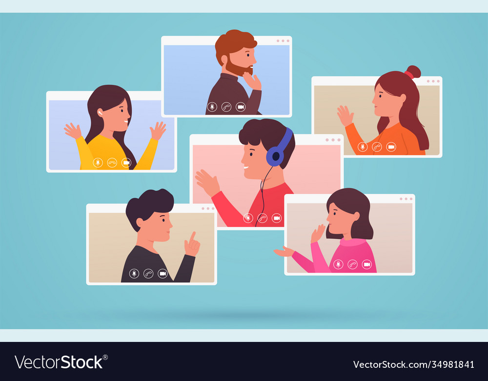 Video conferencing and web communication group of Vector Image