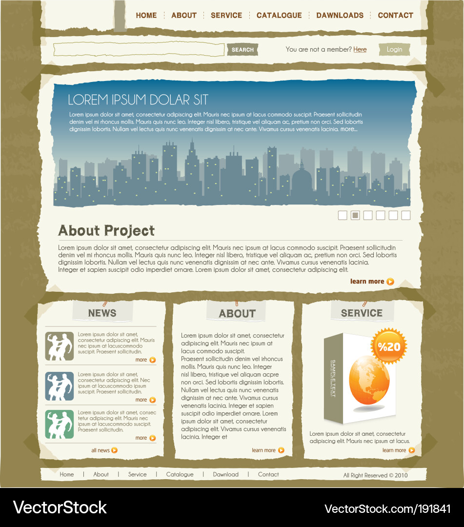 Website design template Royalty Free Vector Image