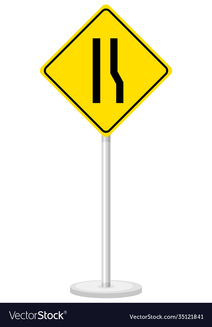 Yellow traffic warning sign on white background Vector Image