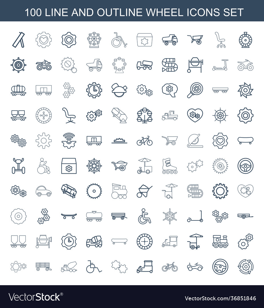 100 wheel icons Royalty Free Vector Image - VectorStock