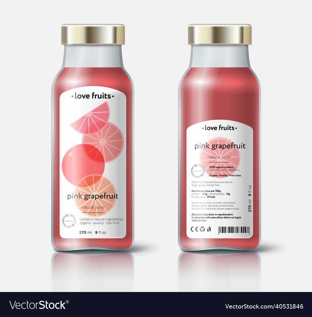 Grapefruit juice label jar packaging natural Vector Image