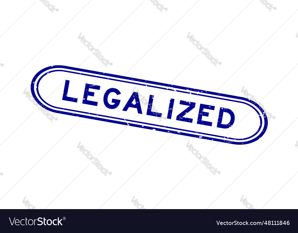 Grunge blue legalized word rubber seal stamp Vector Image