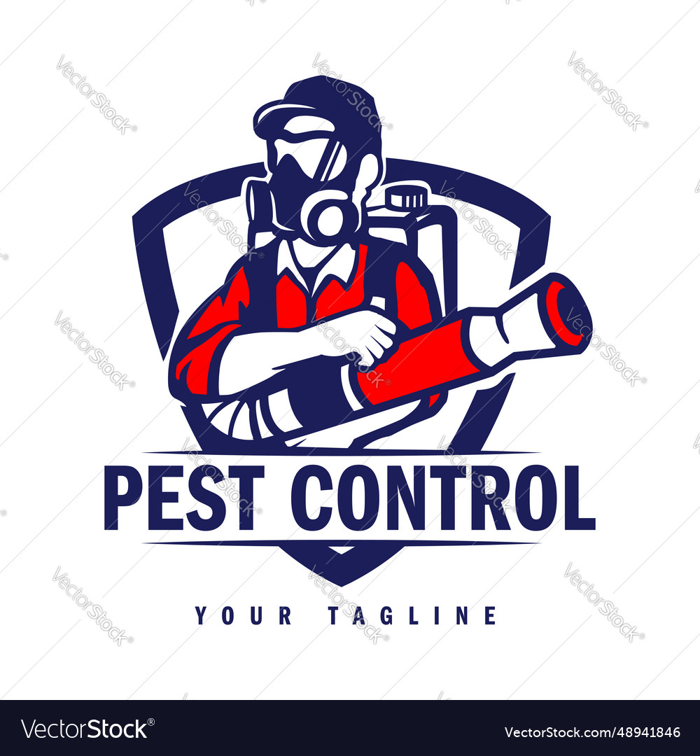 Hand-drawn pest control logo design Royalty Free Vector