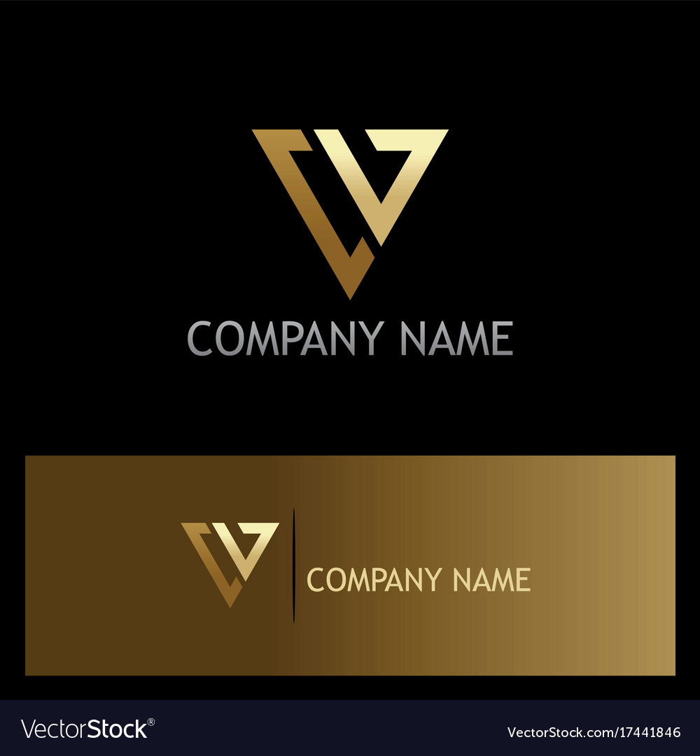 Letter v triangle gold logo Royalty Free Vector Image