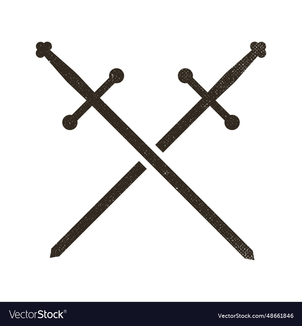 Two crossed medieval swords Royalty Free Vector Image