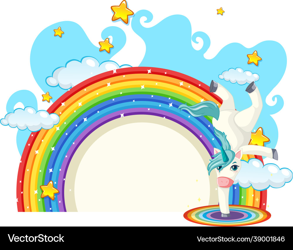 Unicorn cartoon character with rainbow isolated Vector Image