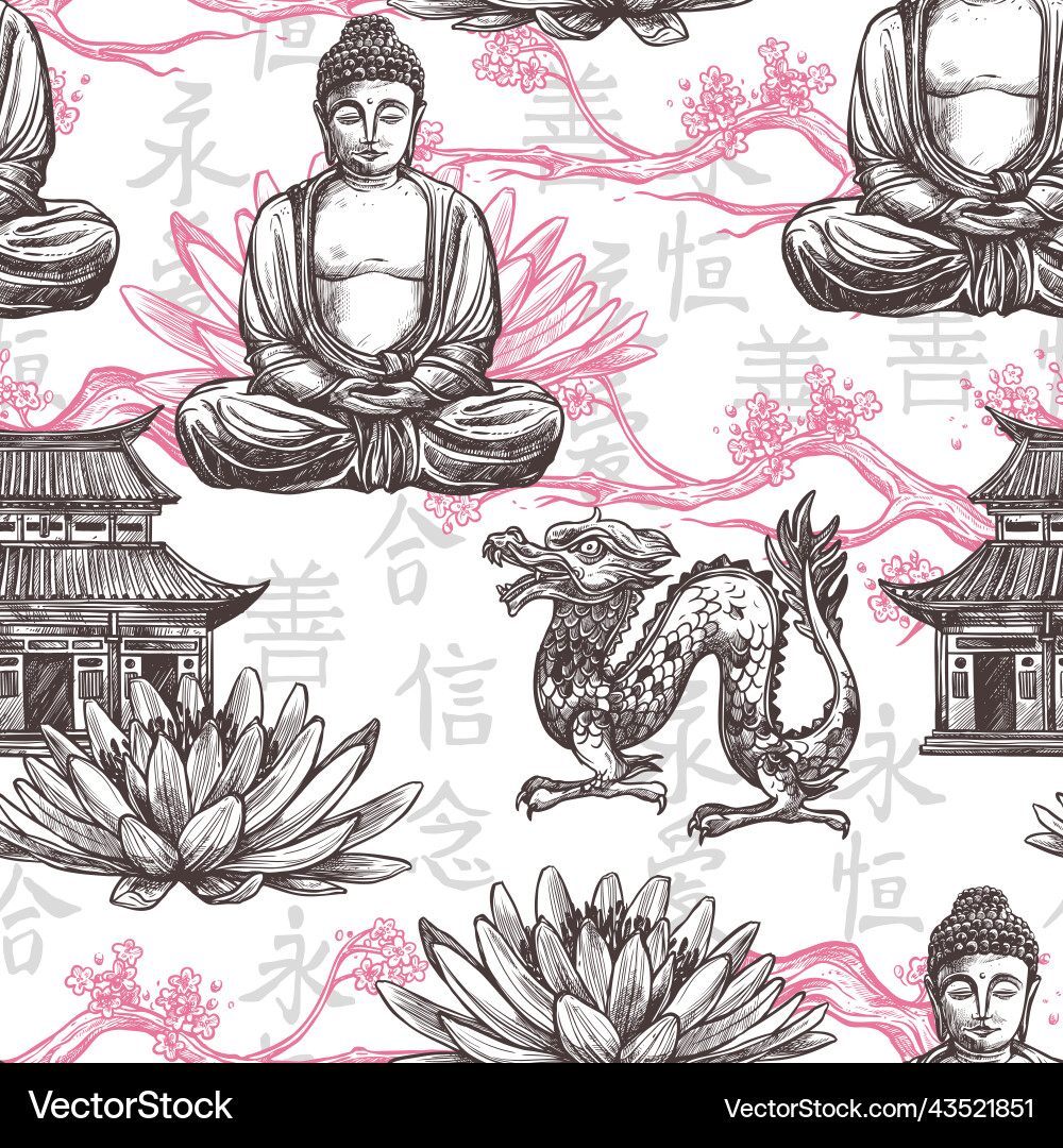 Asian seamless pattern Royalty Free Vector Image