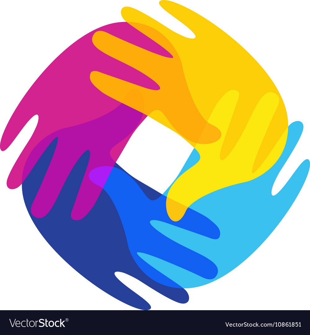 Isolated abstract colorful human hands together Vector Image