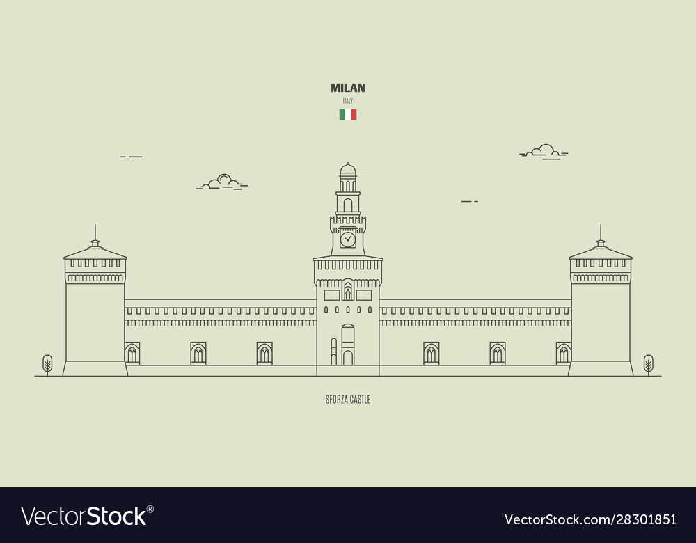 Sforza castle in milan italy Royalty Free Vector Image