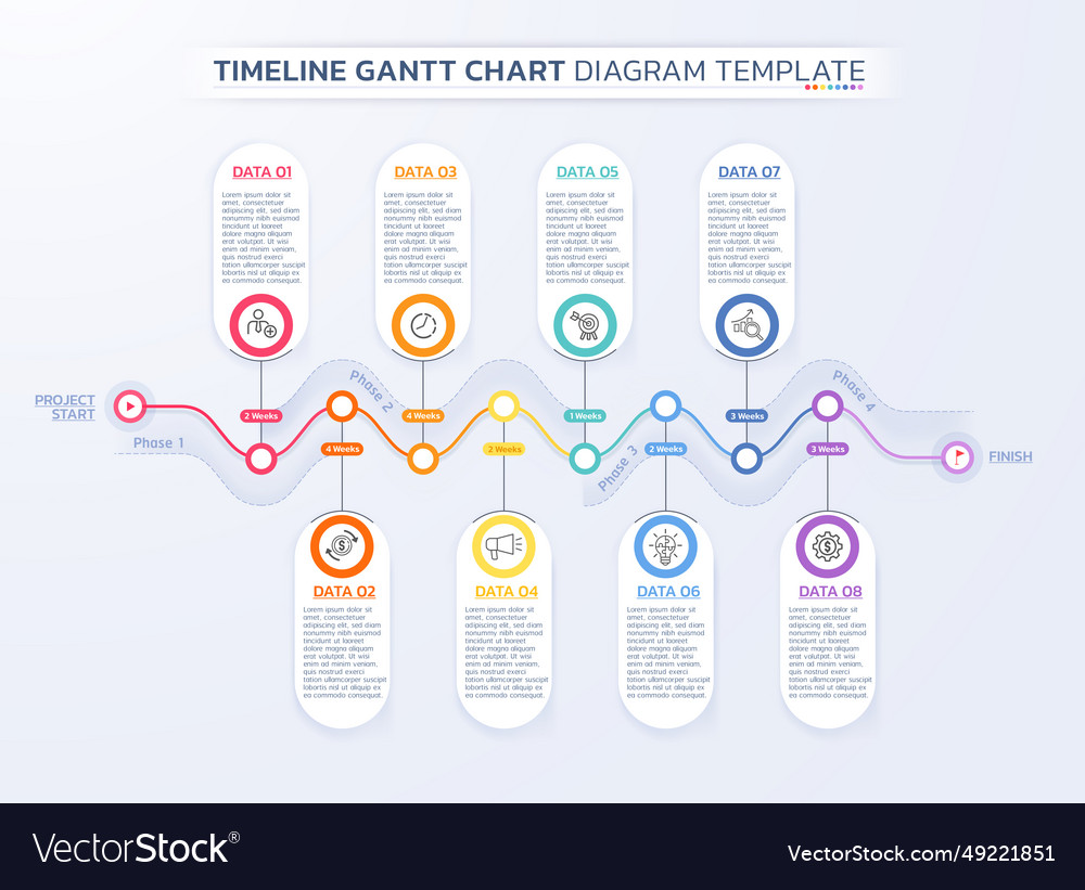 Timeline gantt chart infographic template Vector Image