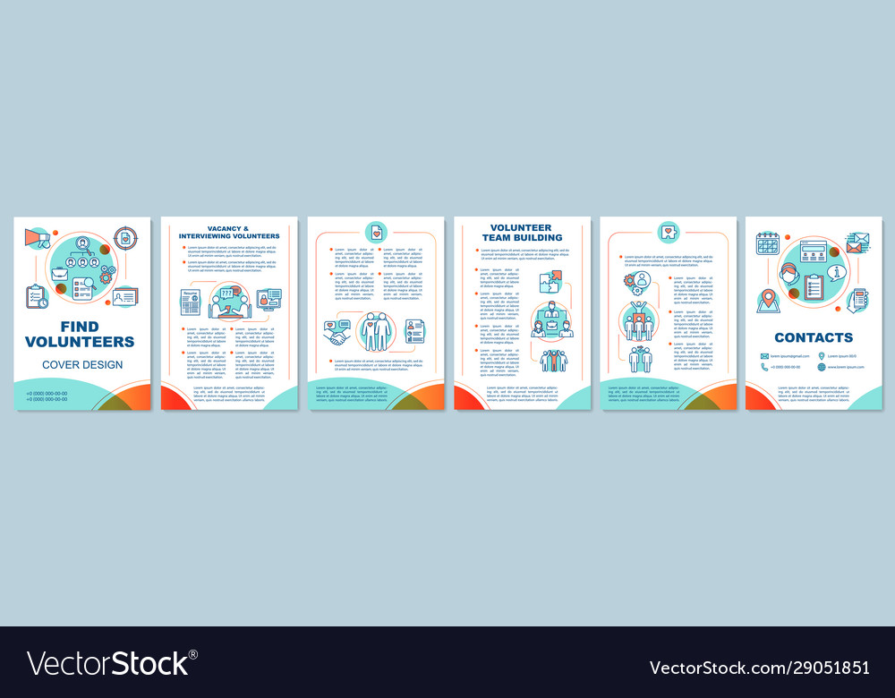 Volunteers finding brochure template layout Vector Image