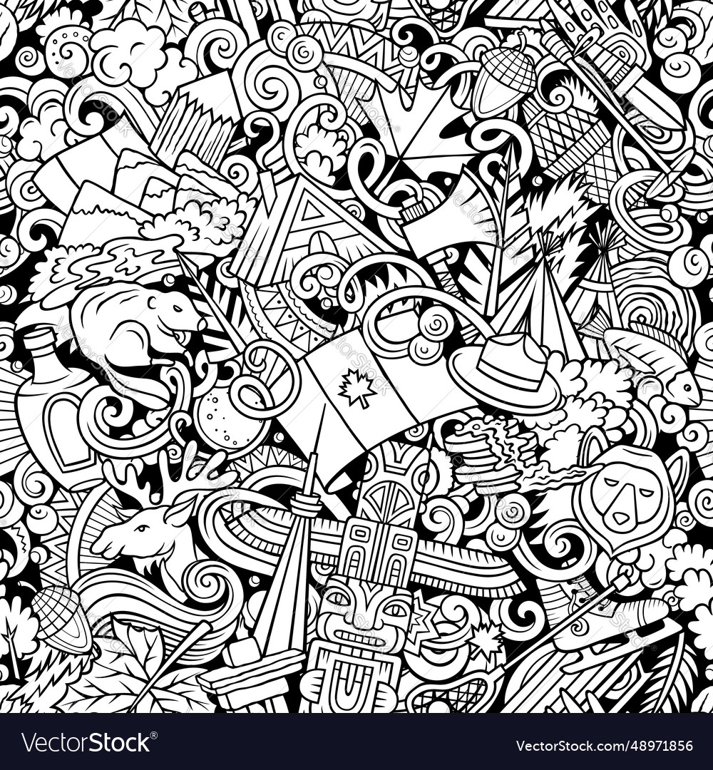 Cartoon doodles canada seamless pattern Royalty Free Vector