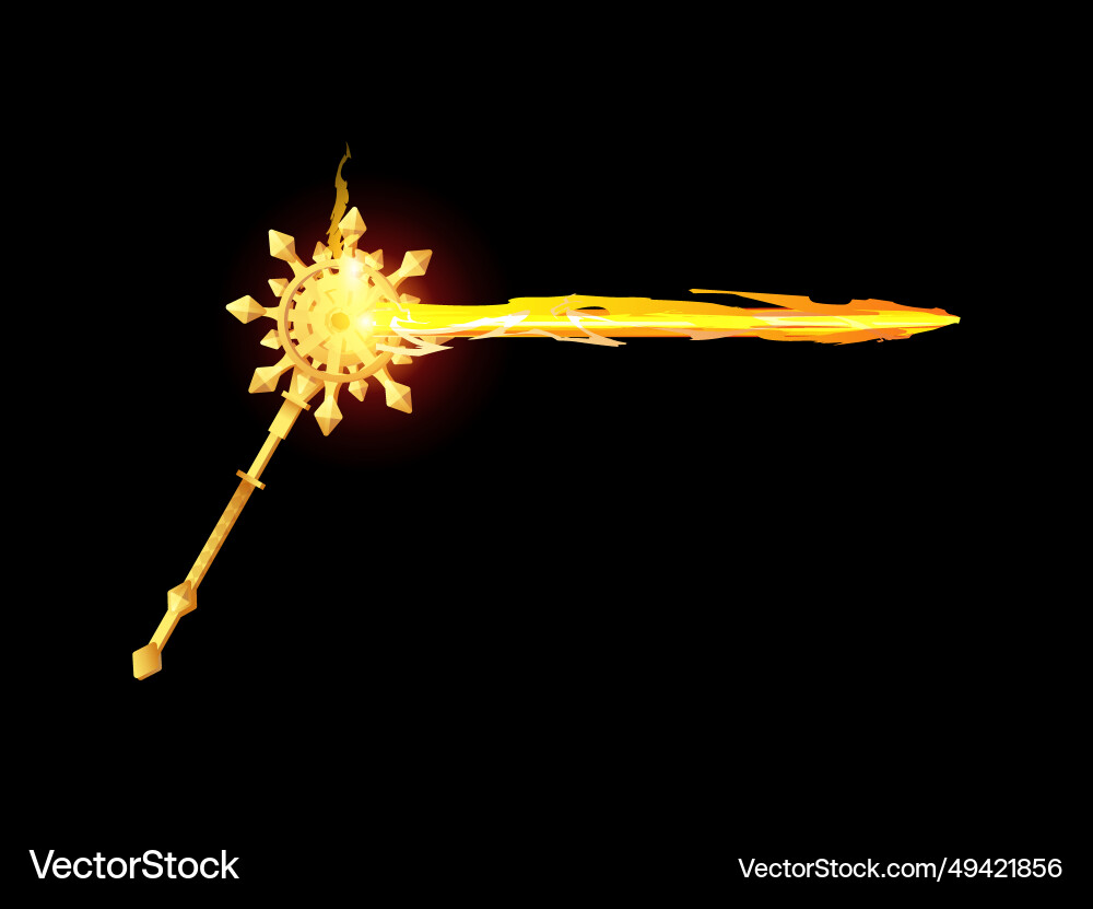 Golden magic glowing wand miracle stick Royalty Free Vector