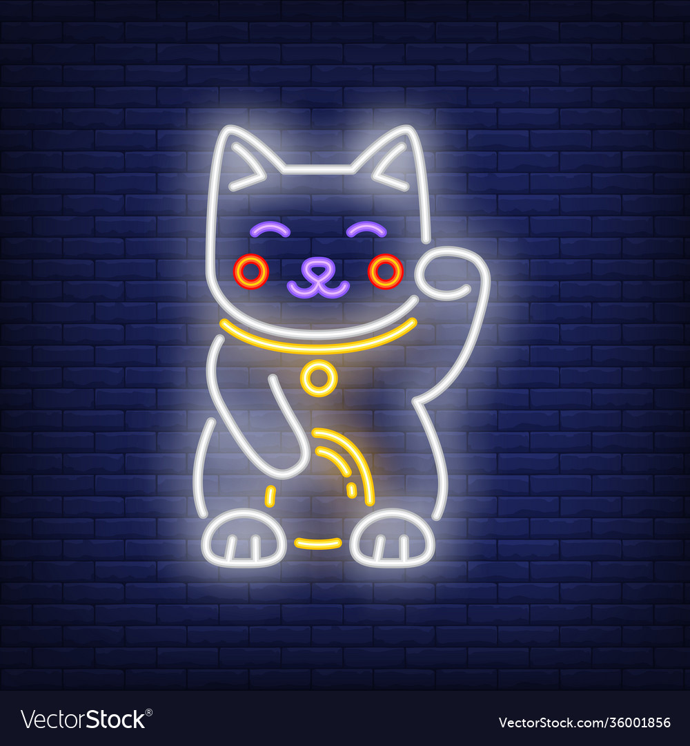 maneki neko neon sign