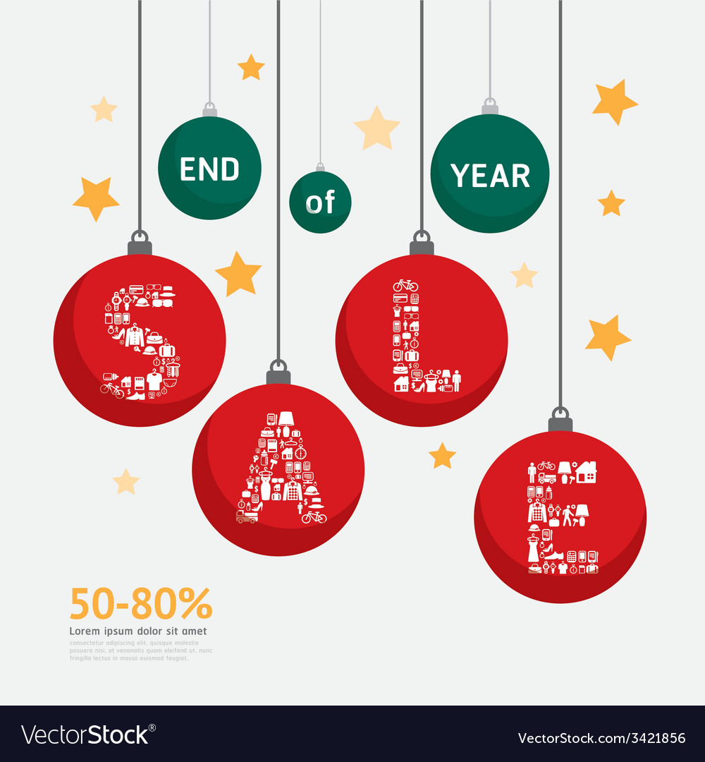 Sale discount icons styled christmas ball