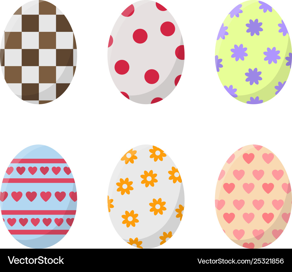 Set easter eggs isolated on white background Vector Image