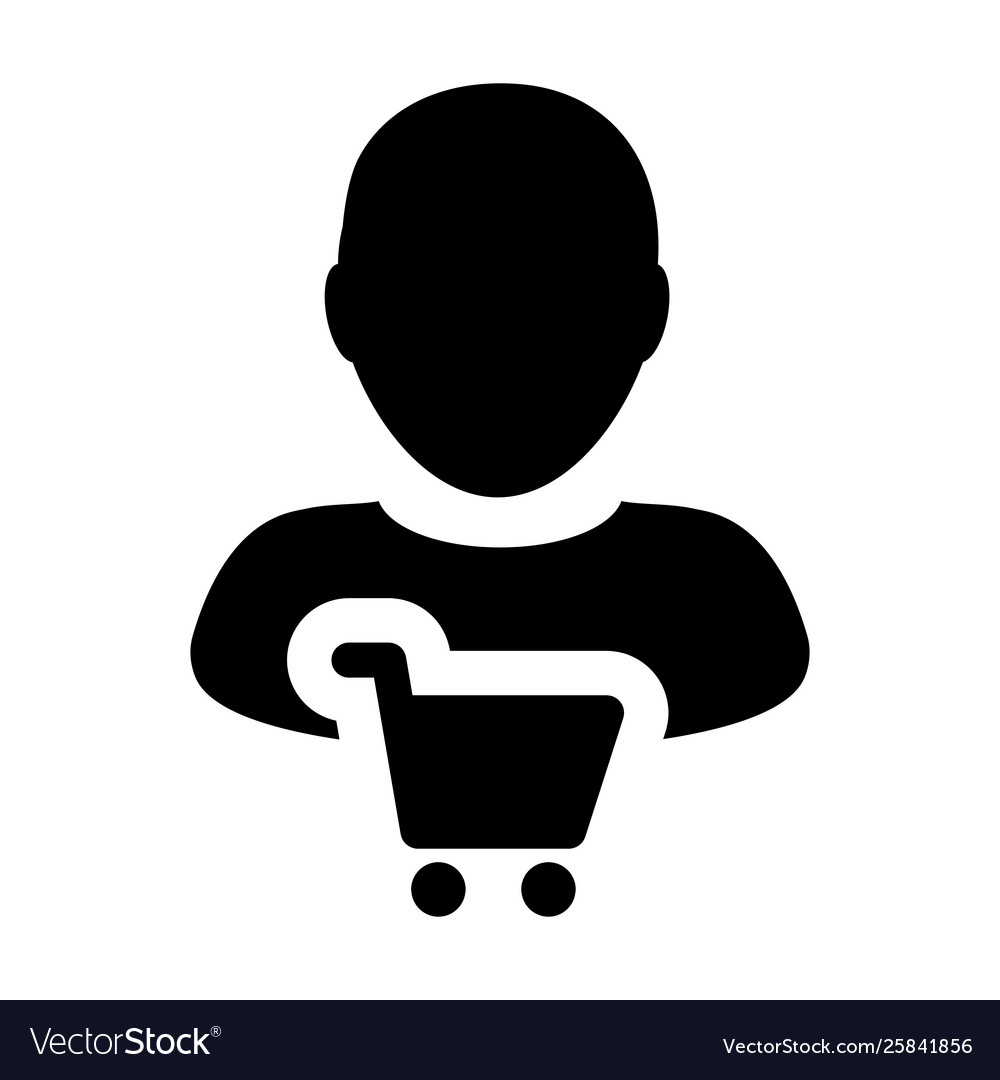 Shop icon with male customer person profile Vector Image