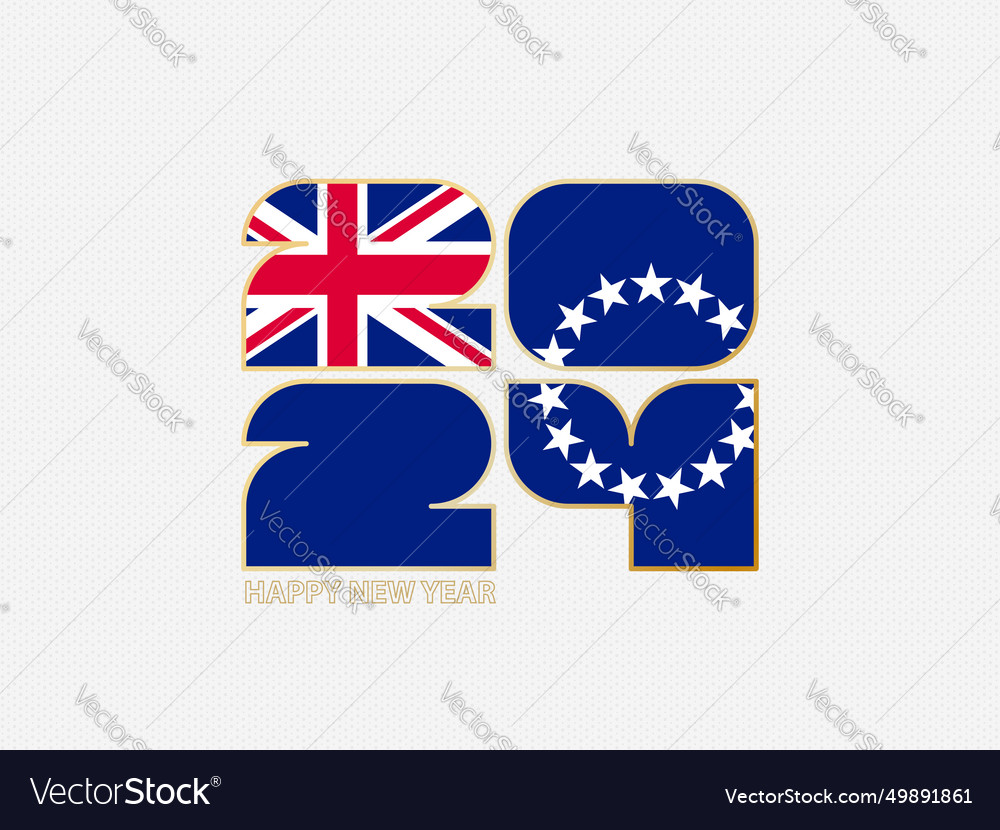 Abstract numbers 2024 with flag of cook islands Vector Image