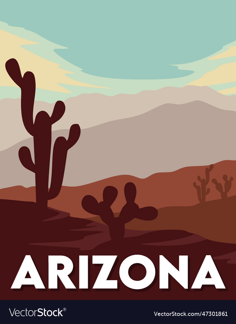 Arizona state with beautiful view Royalty Free Vector Image