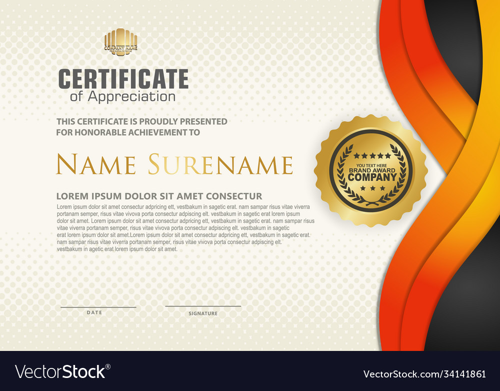 Certificate template with wave style ornament Vector Image