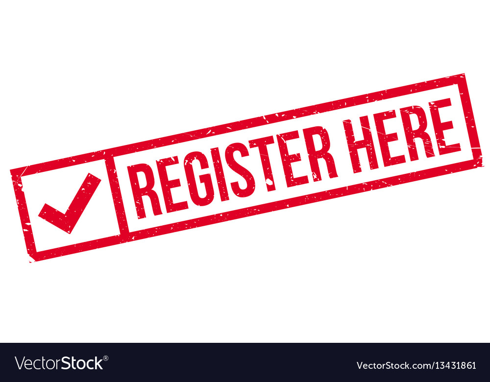 Register here rubber stamp Royalty Free Vector Image