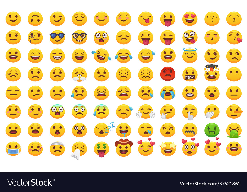 Various emoji faces flat icons big set for web Vector Image