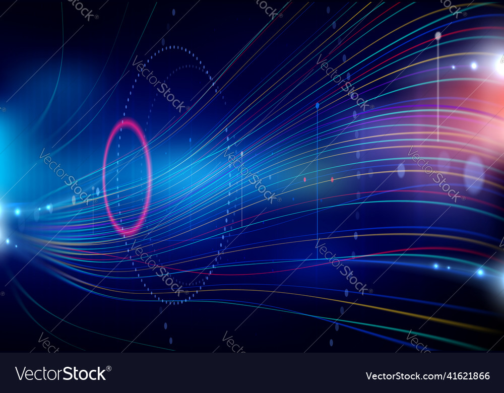 Big data information waves network technology Vector Image