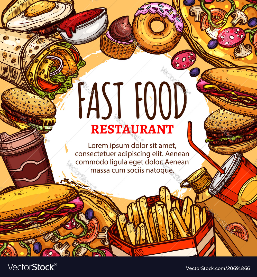 Fastfood restaurant menu poster Royalty Free Vector Image