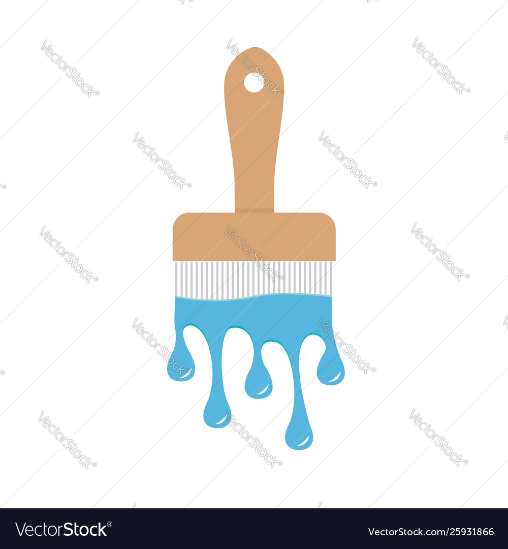 Paintbrush icon with blue color drops flowing Vector Image