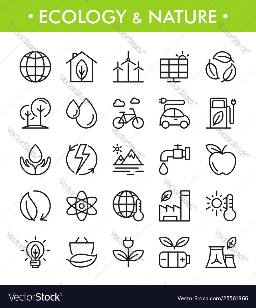 Set Ecology And Nature Icons Royalty Free Vector Image