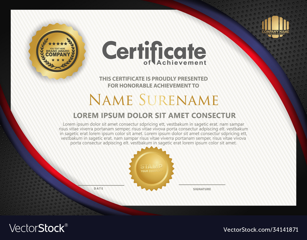 Certificate template with luxury patterndiploma Vector Image