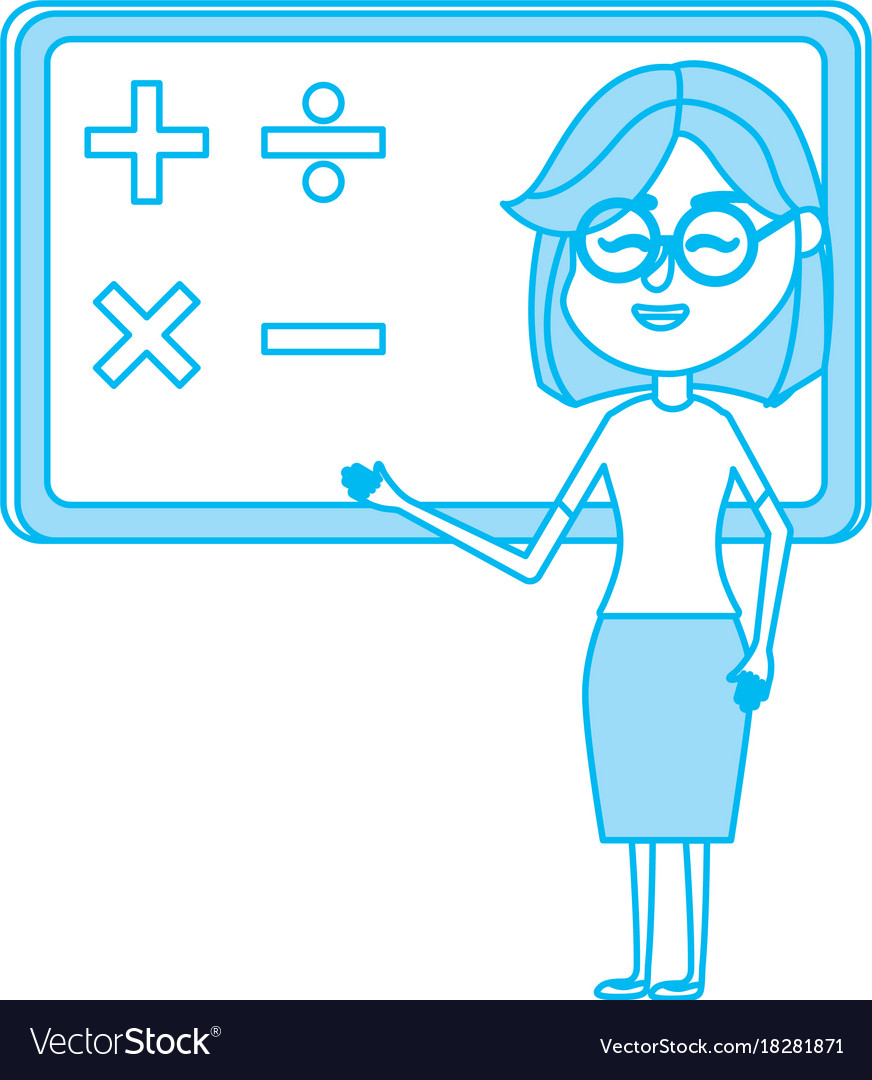 Contour woman teacher teaching to the student Vector Image