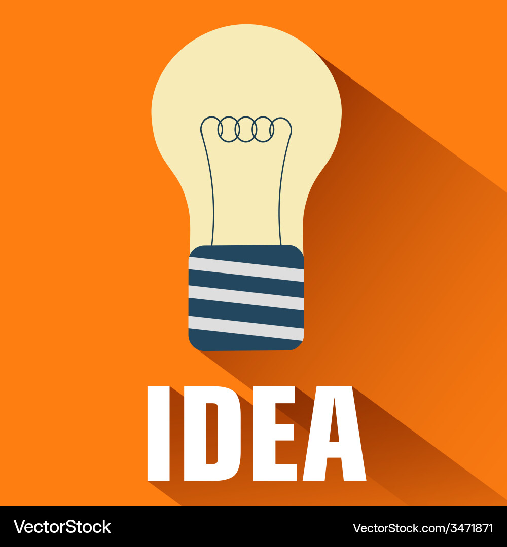 Flat light bulb background concept Royalty Free Vector Image