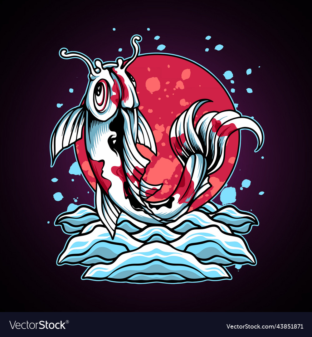 Koi fish drawing Royalty Free Vector Image - VectorStock