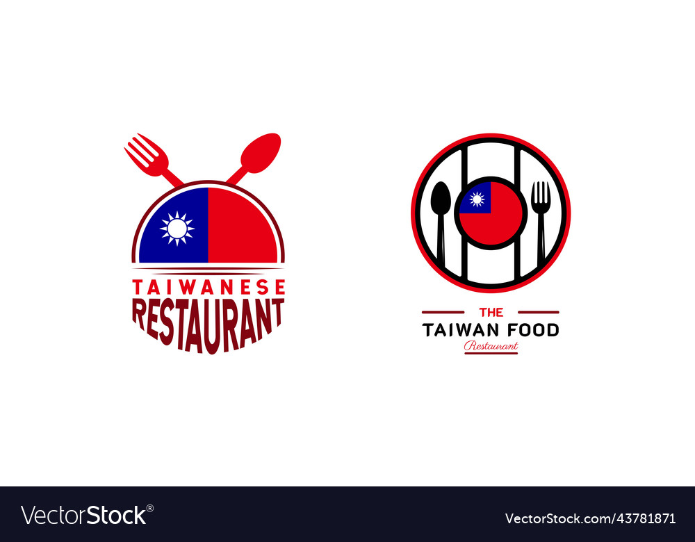 Taiwanese Food Restaurant Logo Taiwan Flag Symbol Vector Image