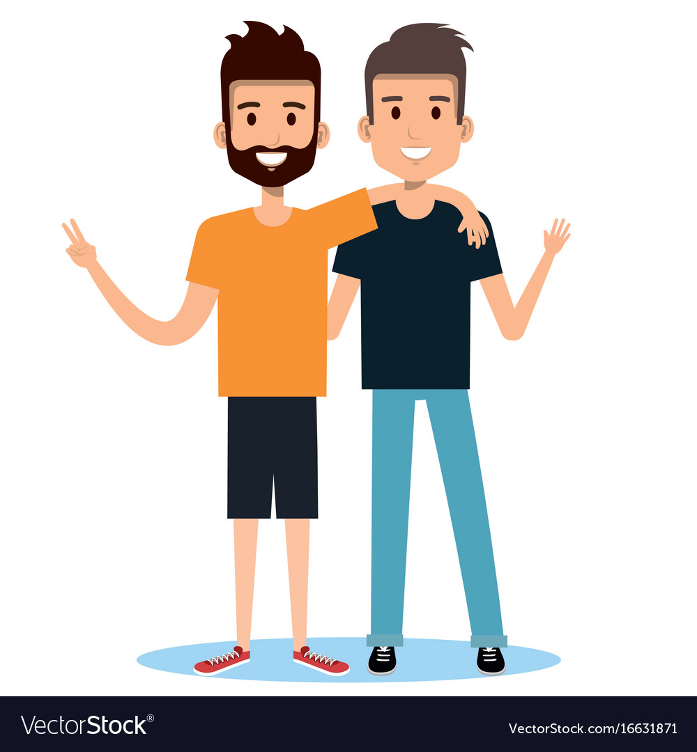 Download Two boys hugging best friends happy smiling Vector Image