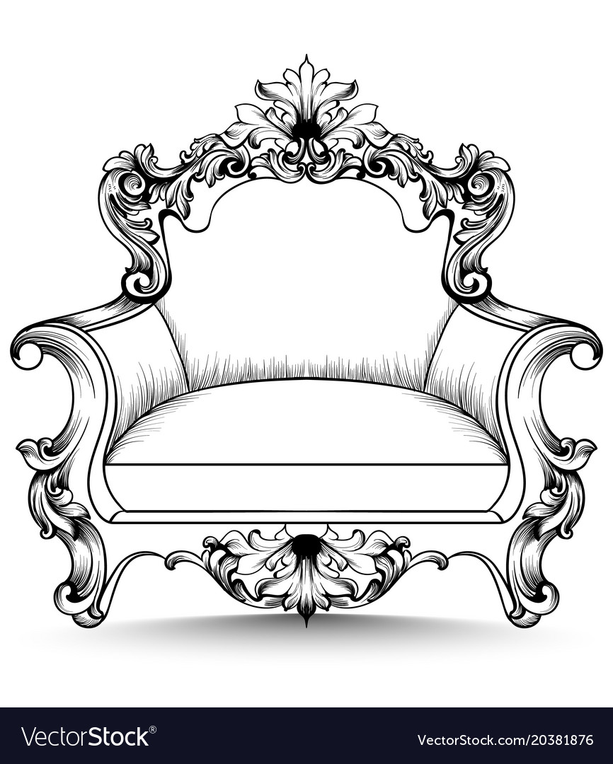 Baroque Armchair With Luxurious Ornaments Vector Image