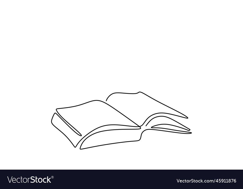 Continuous one line drawing open book flying Vector Image