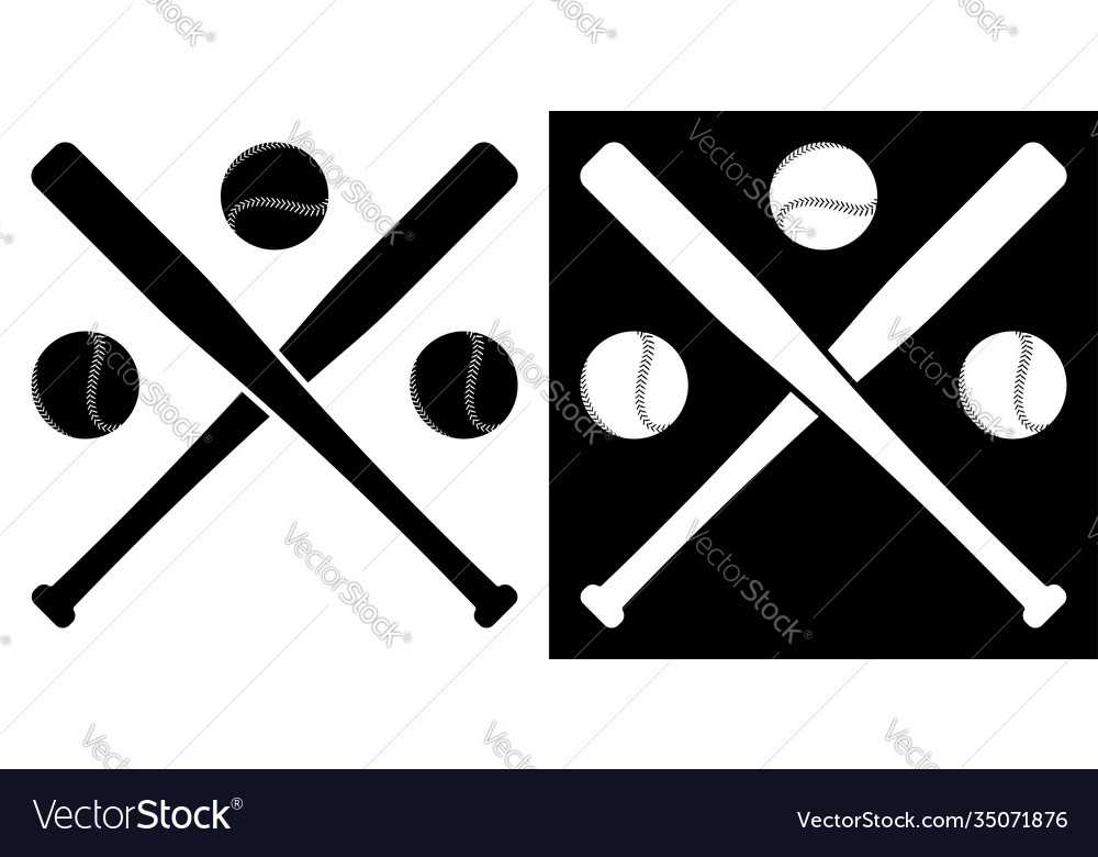 Crossed Sports Baseball Bats With Balls American Vector Image