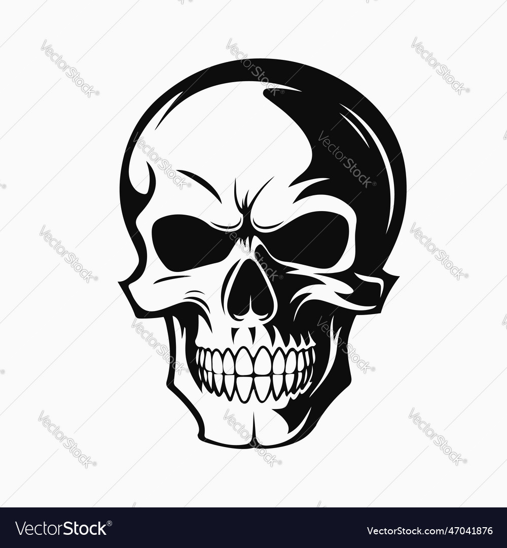Human skull logo black and white emblem