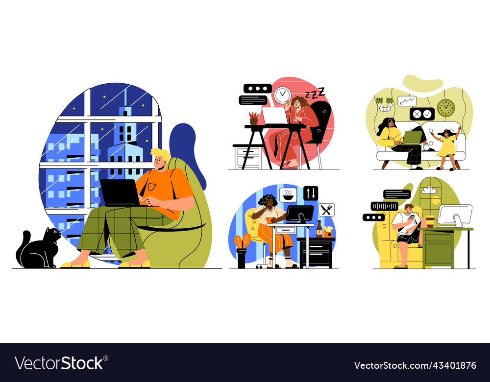 Set of remote work disadvantages royalty free vector image