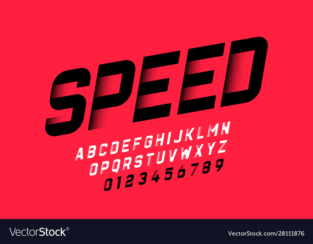 Sport style font alphabet letters and numbers Vector Image