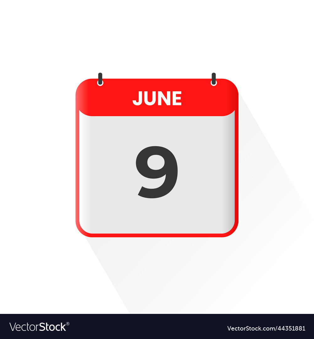 9th june calendar icon june 9 calendar date month Vector Image